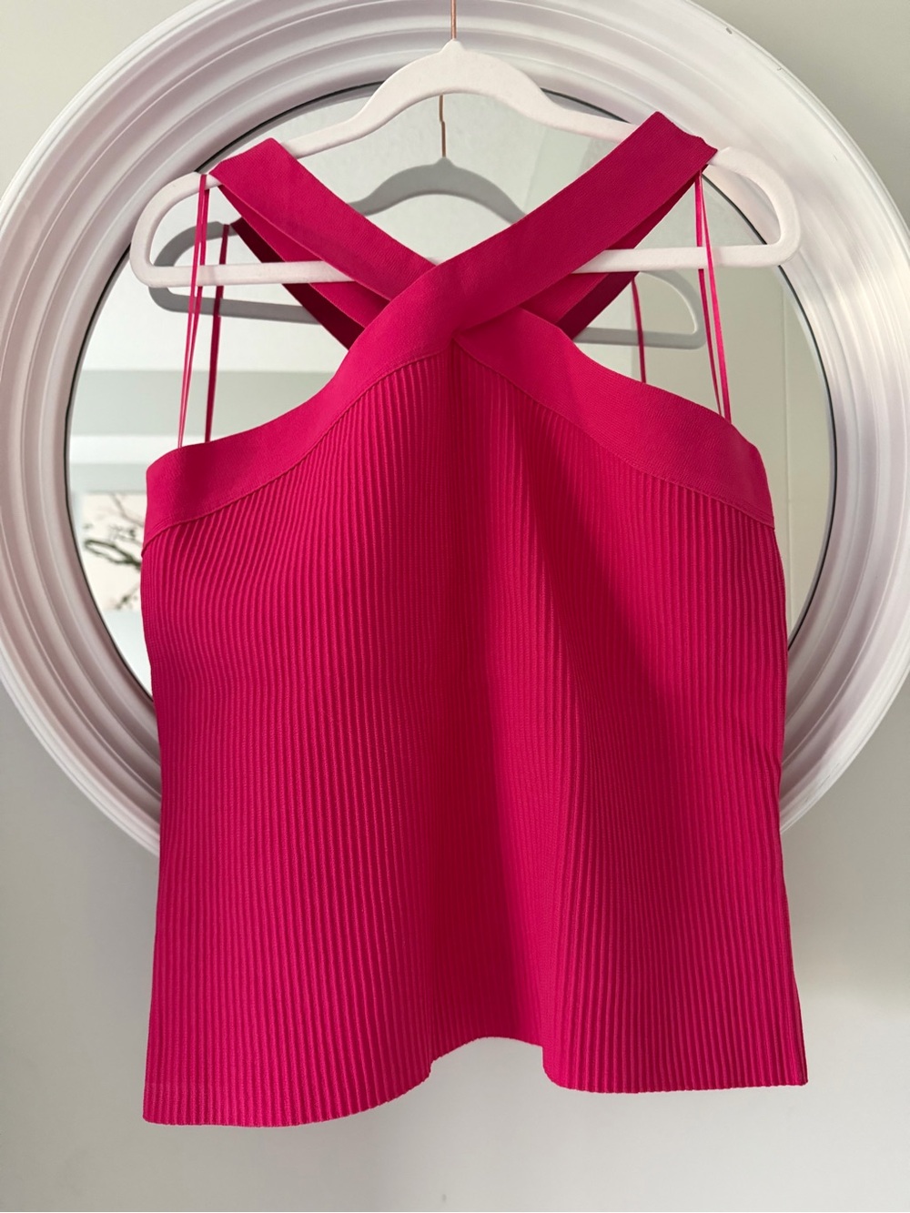 Bailey 44 Hot Pink Ribbed Cross-Back Tank Barbie core XL